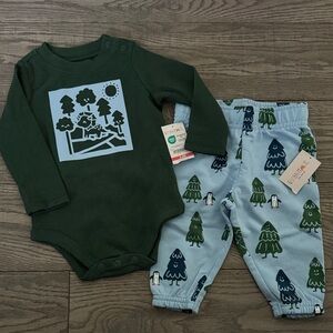 NWT Garanimals 3-6 Month Green and Blue Baby Outfit Set